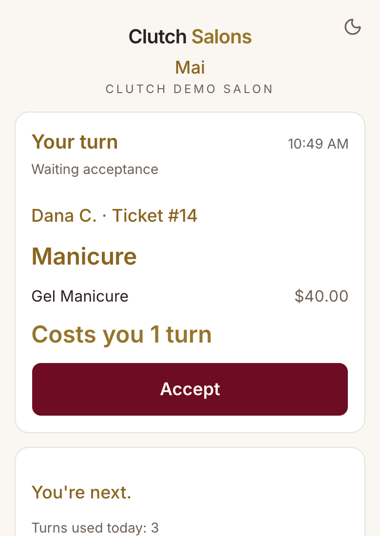 Tech app — the real screen, with made-up names